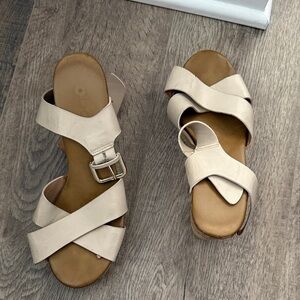 Aldo Women's Neutral Crisscross Buckle Sandals - Cream